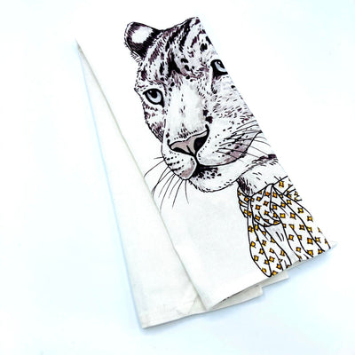 Leopard with Scarf Tea Towel