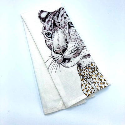 Leopard with Scarf Tea Towel