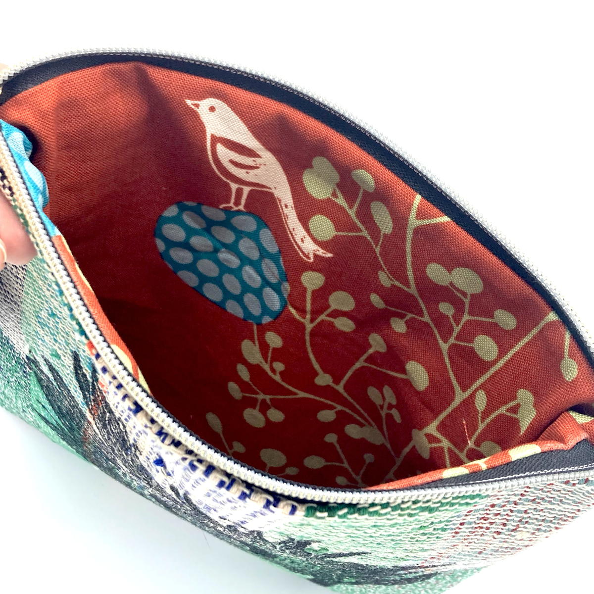 Hand Printed Crow Zipper Pouch - Valori Wells