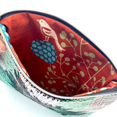 Hand Printed Crow Zipper Pouch - Valori Wells