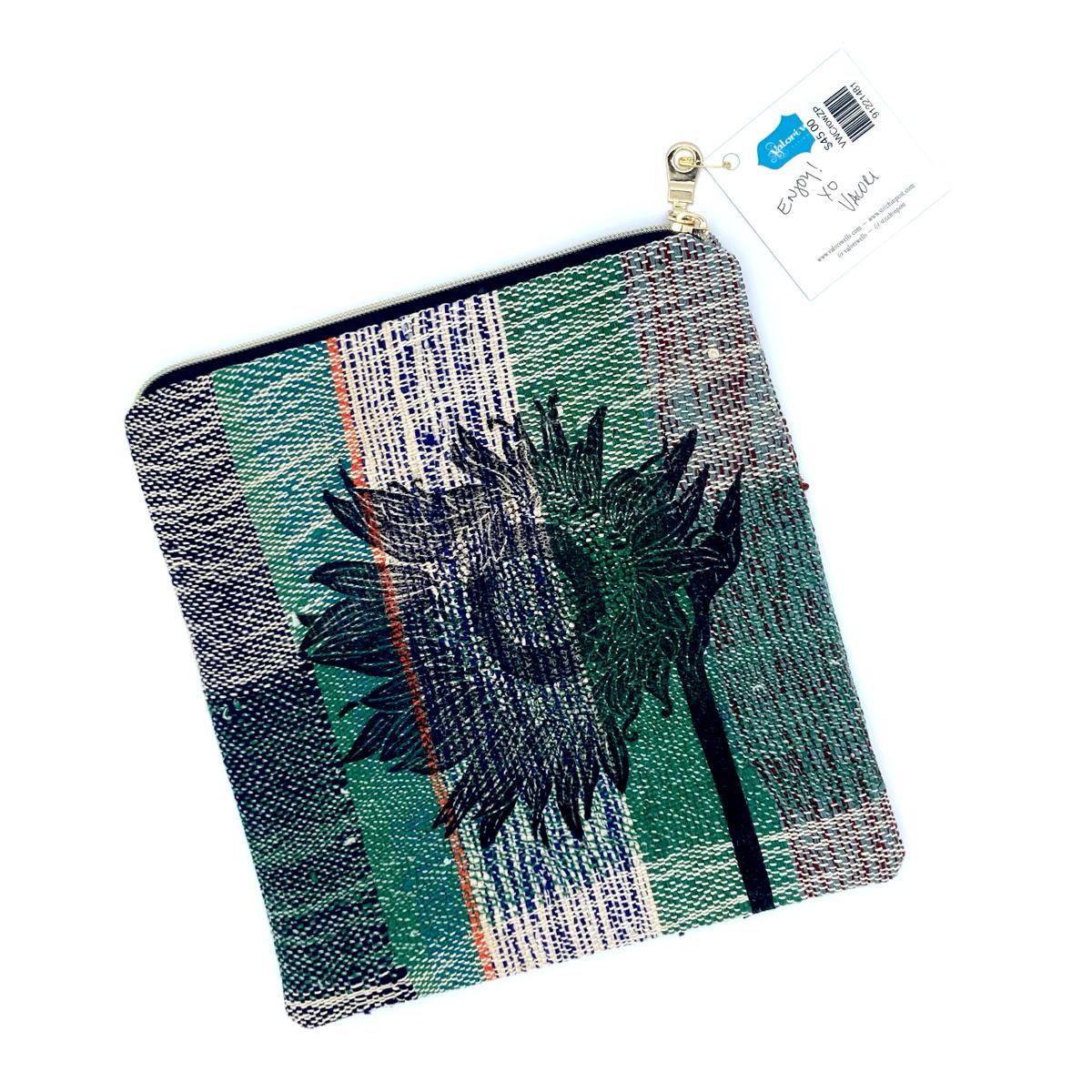 Hand Printed Crow Zipper Pouch - Valori Wells