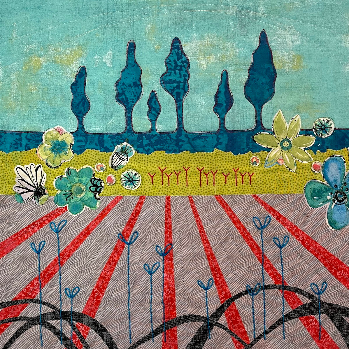 205-305 Landscape Diptych with Fabric, Paint, and Stitch with Deborah Boschert on 7/8-9/2025