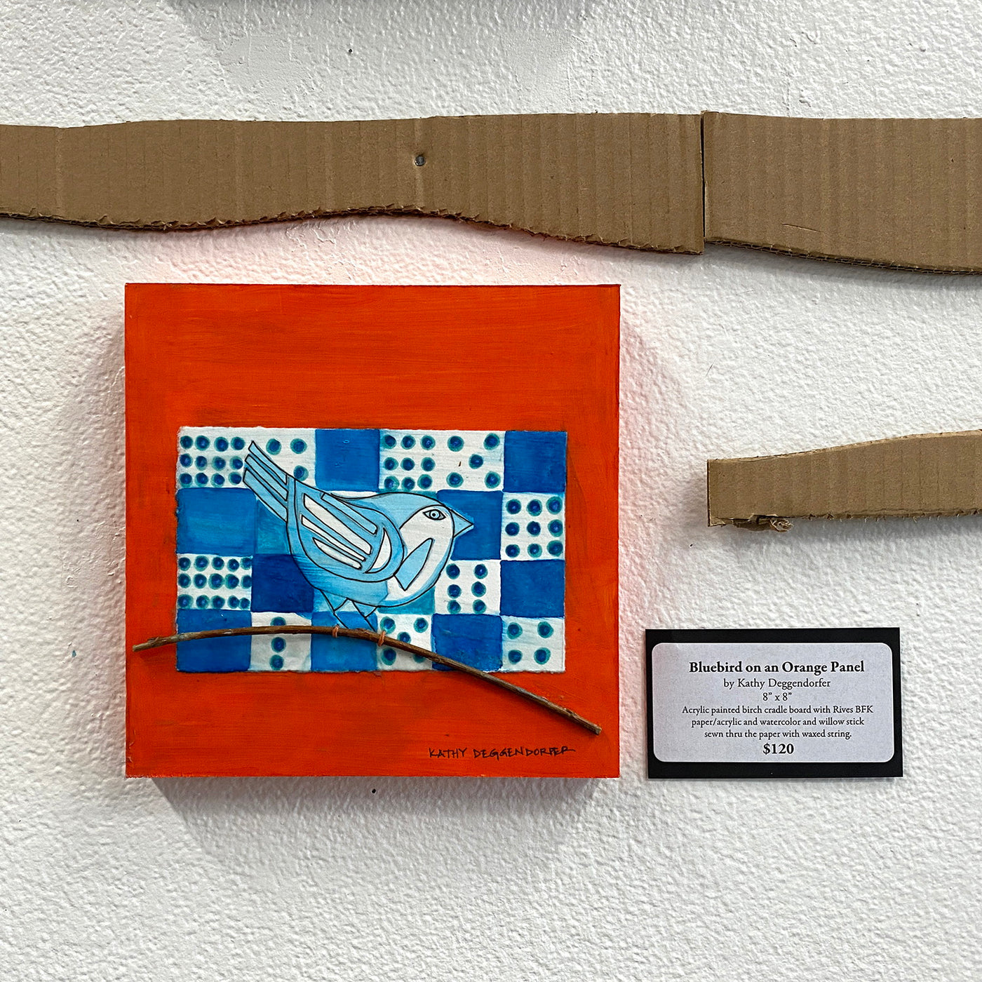 Bluebird on an Orange Panel by Kathy Deggendorfer