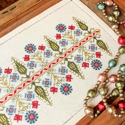 Delphian Cornflower Cross Stitch Kit - Avlea Folk Embroidery