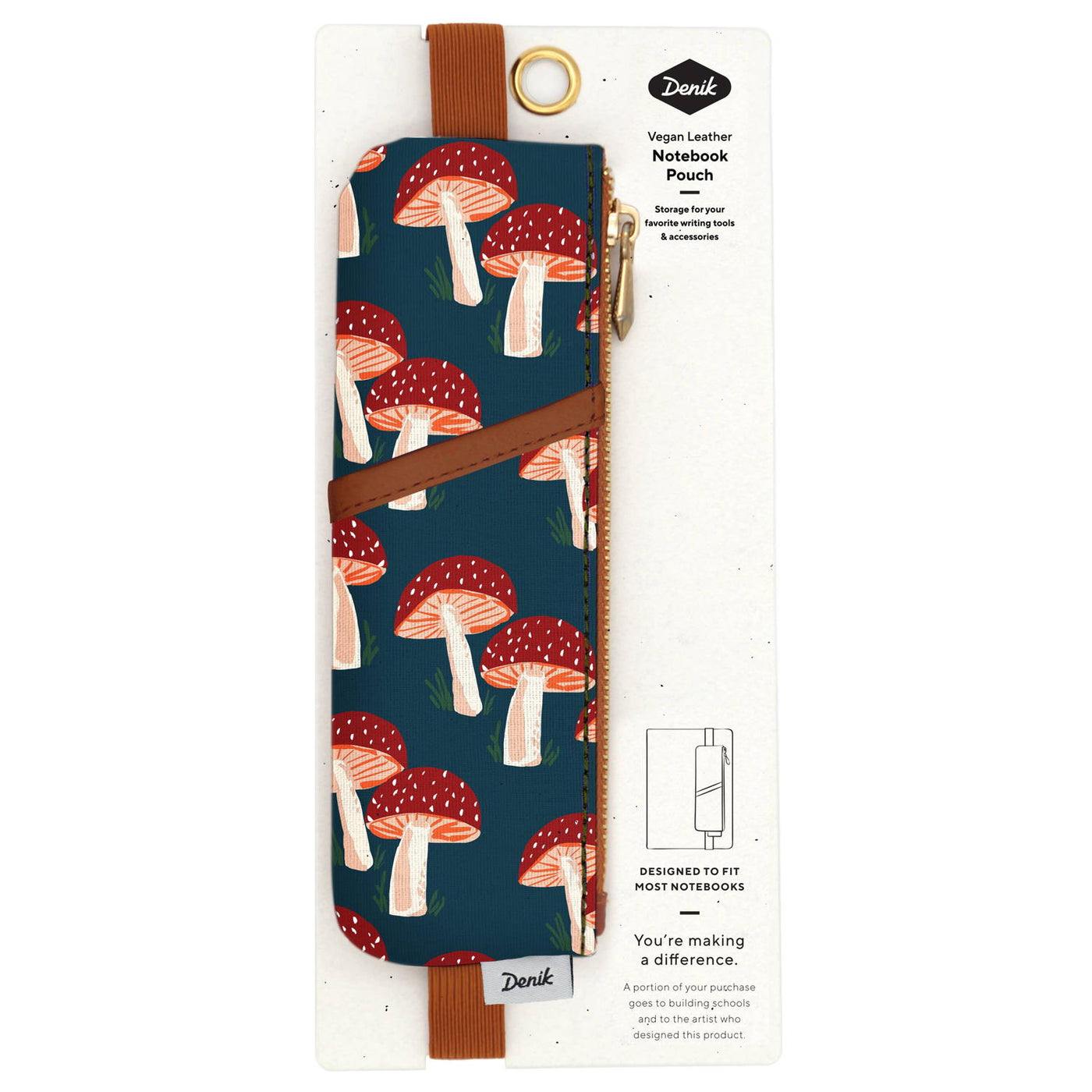 Denik - Navy Mushroom Notebook Pouch