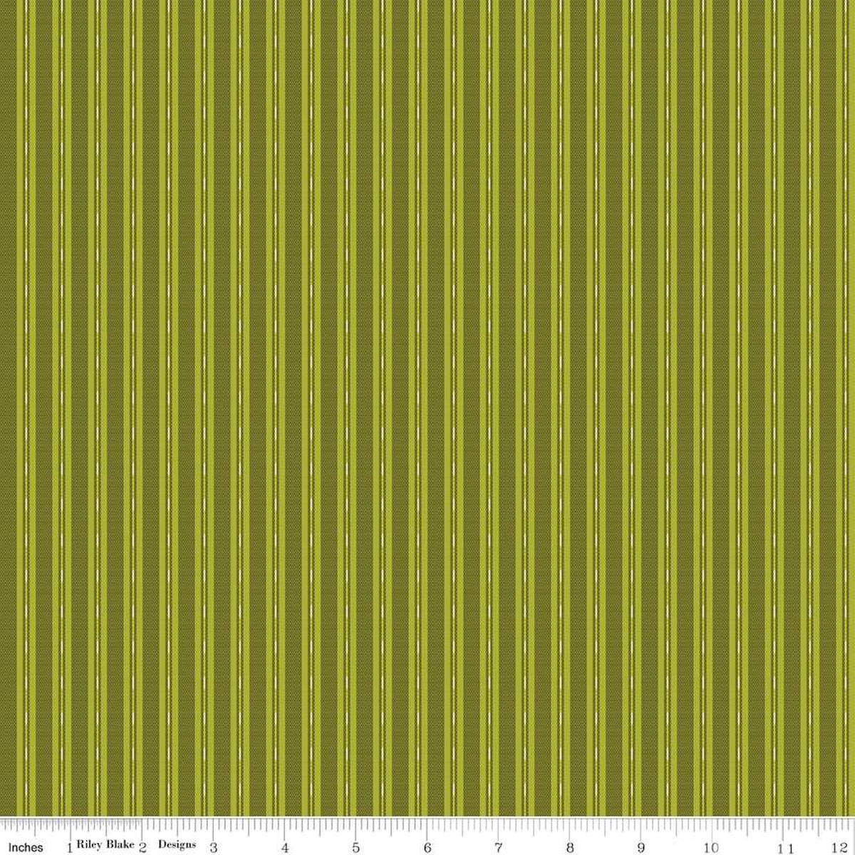 Stitcher's Flannel Ticking Green F15552-GREEN