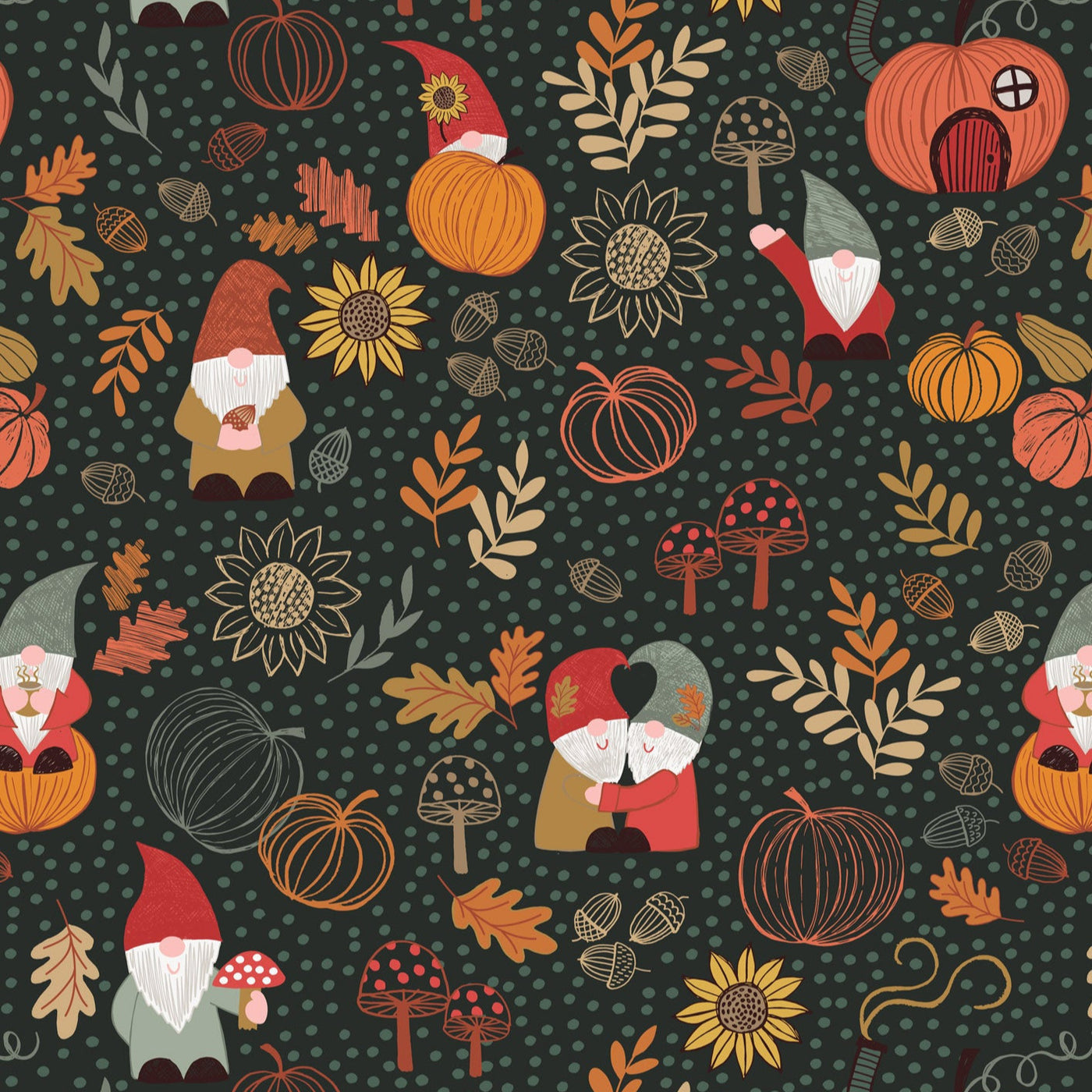 Snuggle Season Flannel Autumn Gnomes Forest F680.3