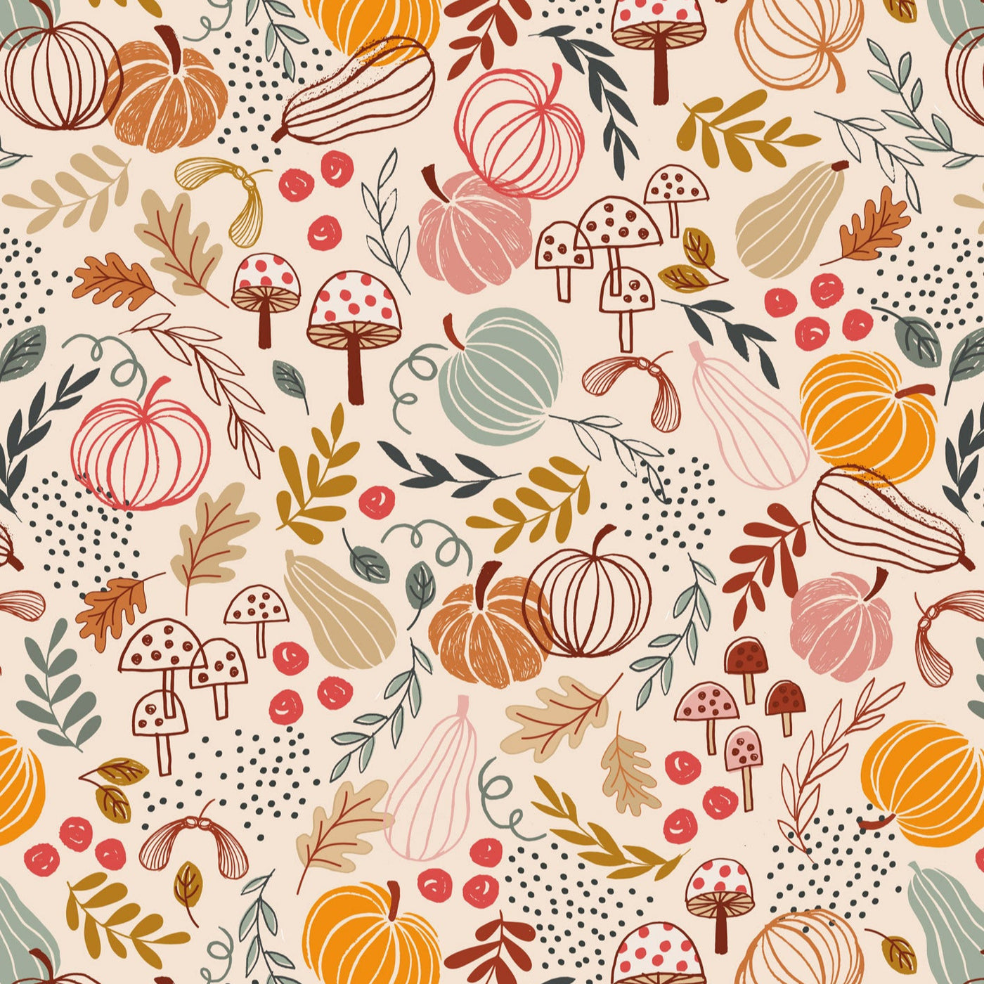 Snuggle Season Flannel Pumpkins Cream F682.1