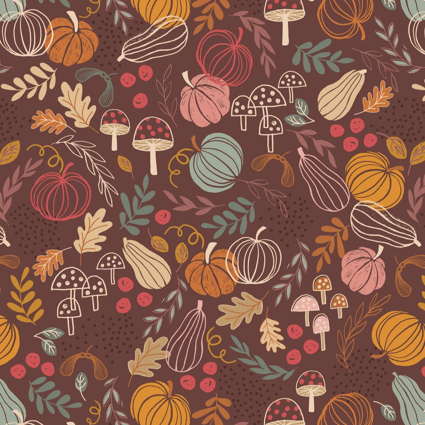 Snuggle Season Flannel Pumpkins Chocolate F682.3