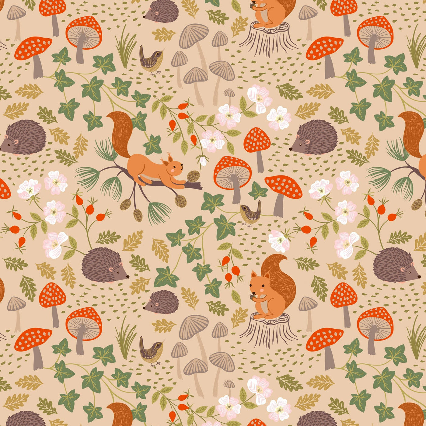 Snuggle Season Flannel Squirrels Oak F695.2