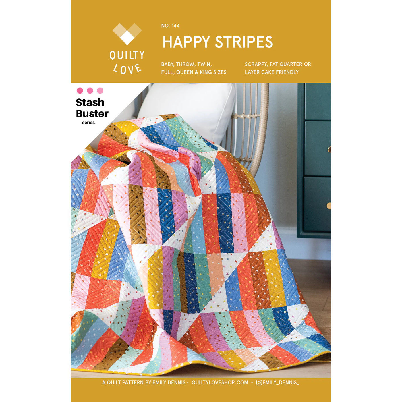 Happy Stripes Quilt Pattern by Quilty Love