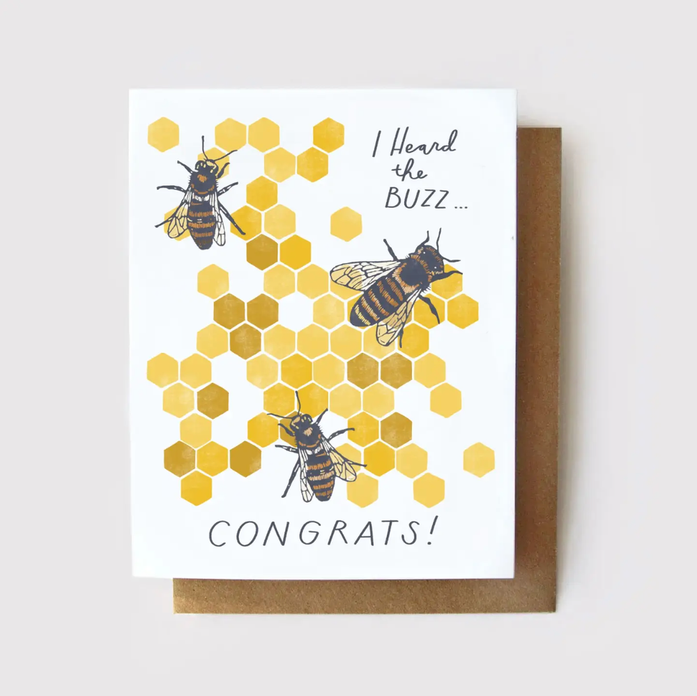 Root & Branch Paper Co. - Heard the Buzz - Honeybee Congrats Card