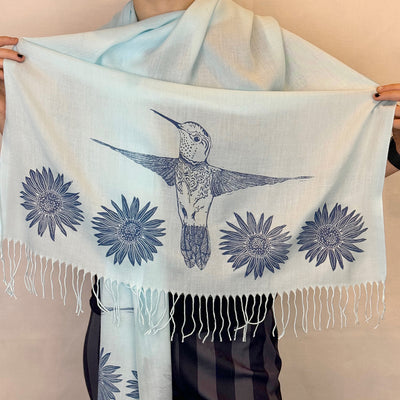 Hummingbird Hand Printed Shawl - Valori Wells