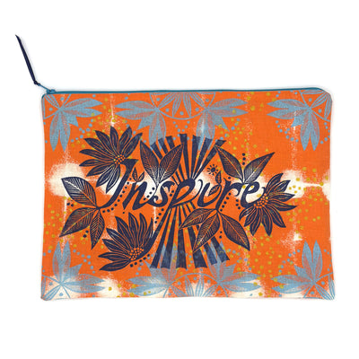 Inspire Block Printed Zipper Pouch - by Valori Wells