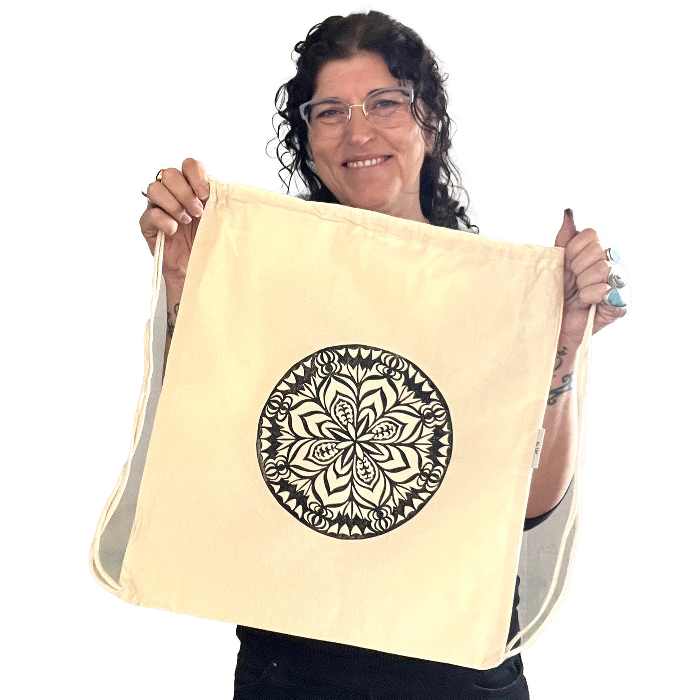 Limited Edition! Canvas Medallion Printed Drawstring Backpack - by Valori Wells