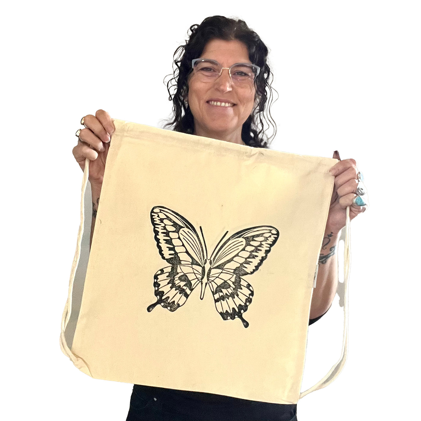 Limited Edition! Canvas Butterfly Printed Drawstring Backpack - by Valori Wells