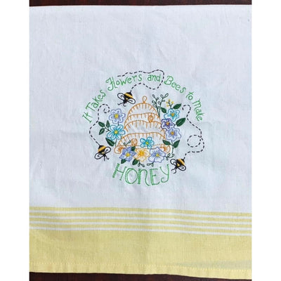 Flowers, Bees and Honey Tea Towel