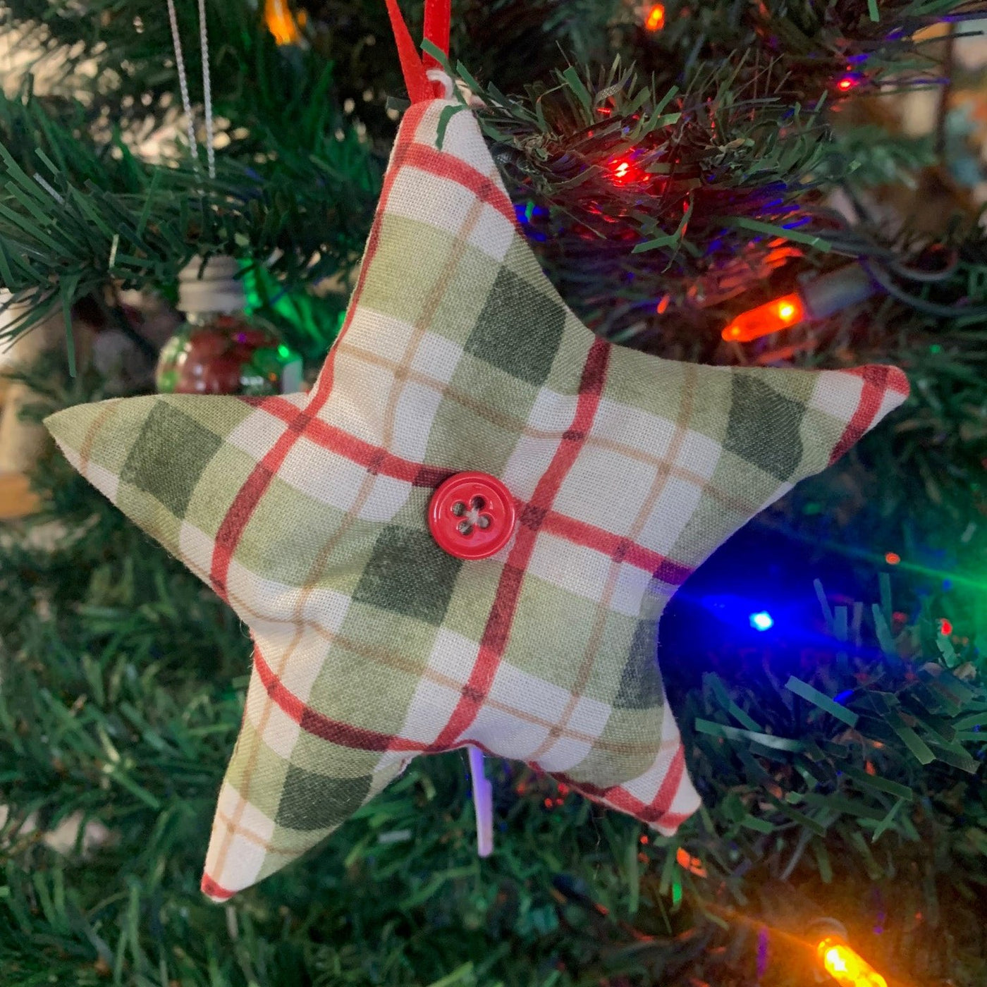 White Plaid Star Ornament - Employee Boutique