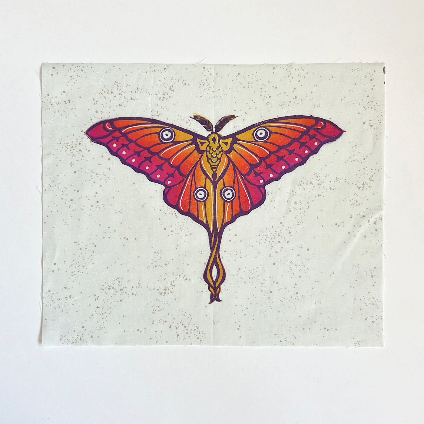 Luna Moth Sunrise Block Printed Panels - by Valori Wells