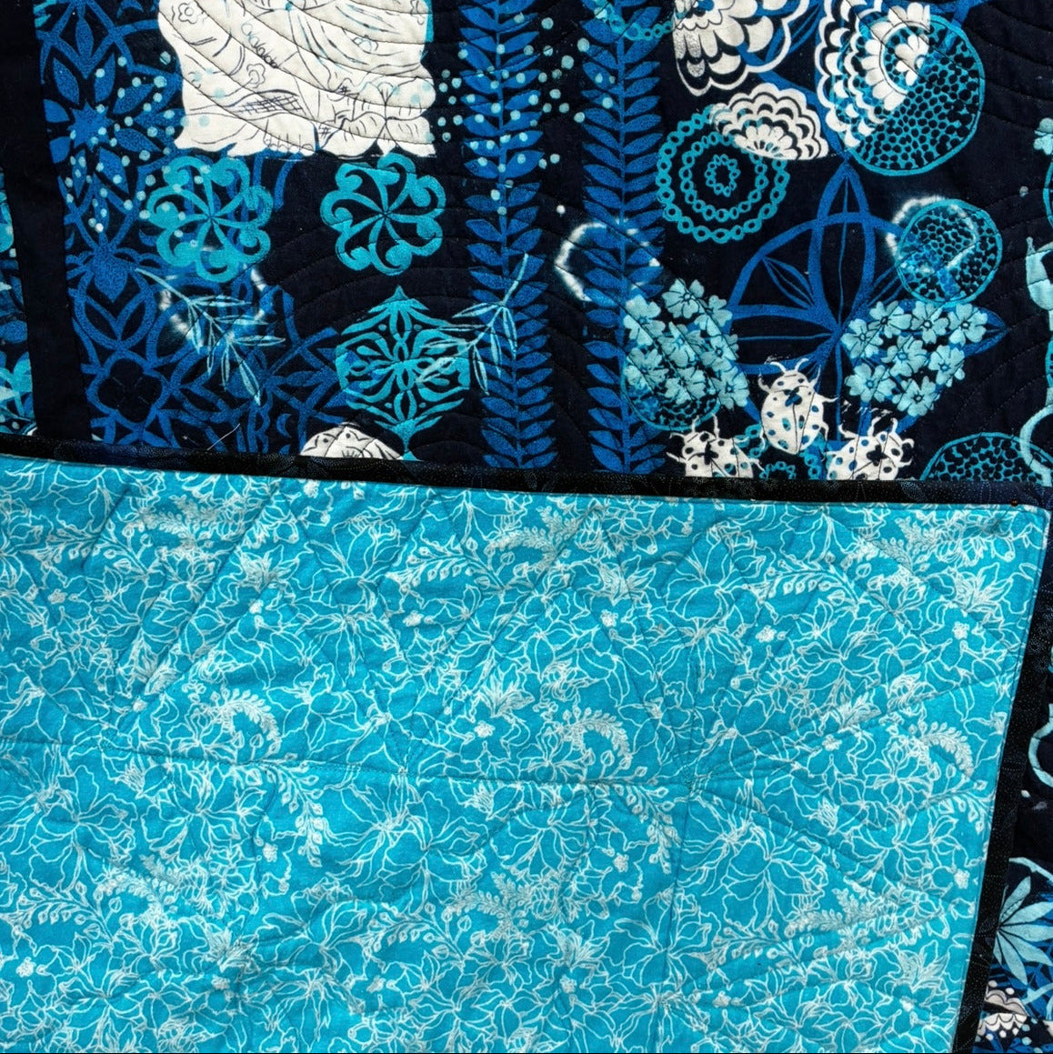 Midnight in Hexagons Finished Quilt 98 x 94