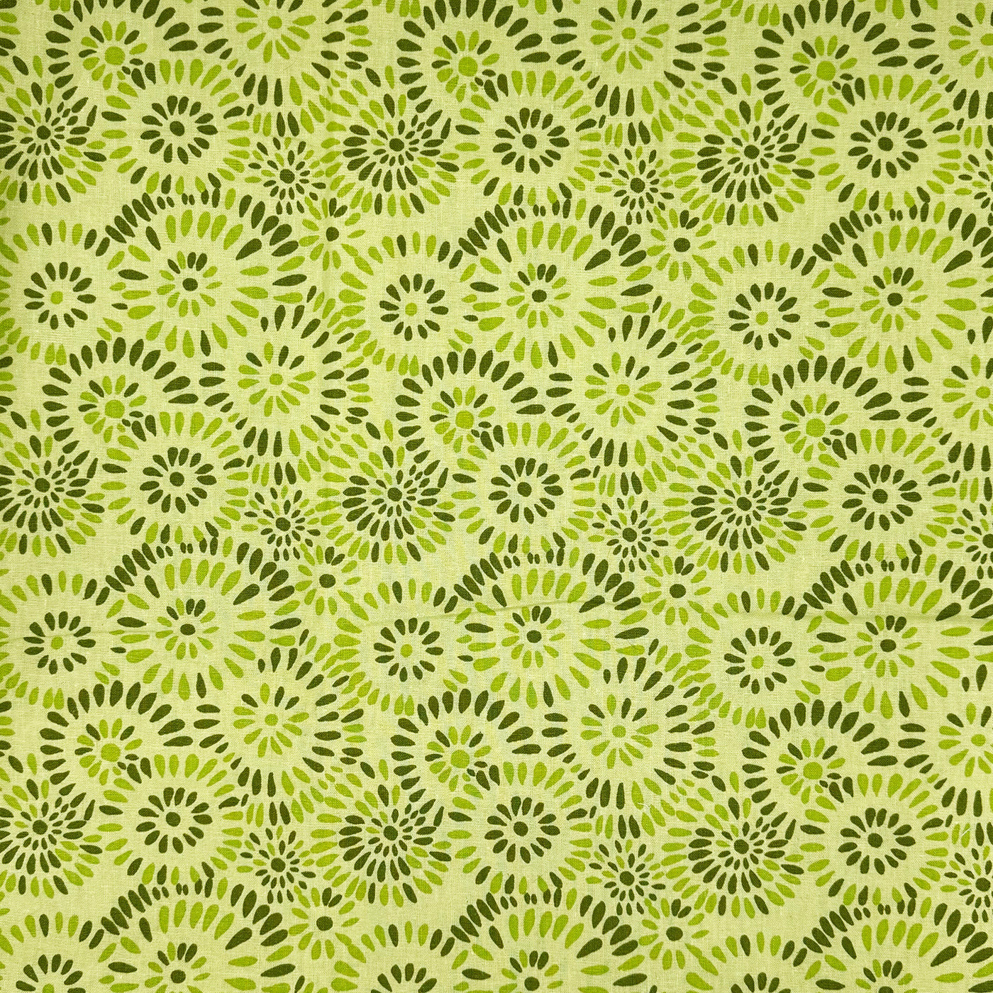 Vintage Val Jenaveve Circles Green Cotton Linen