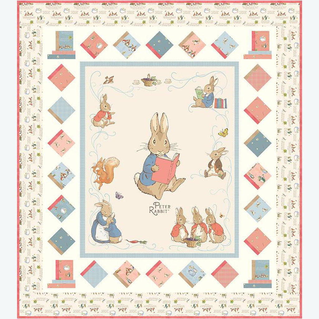 Precut Traditional pieced Quilt KIT popular ~ Bunny Rabbits in aqua pink and coral ~ Last kit