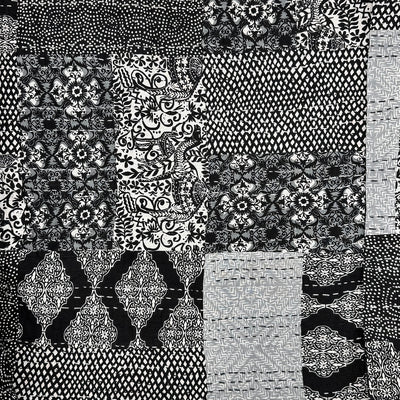 Vintage Val Kantha Cloth Black & White