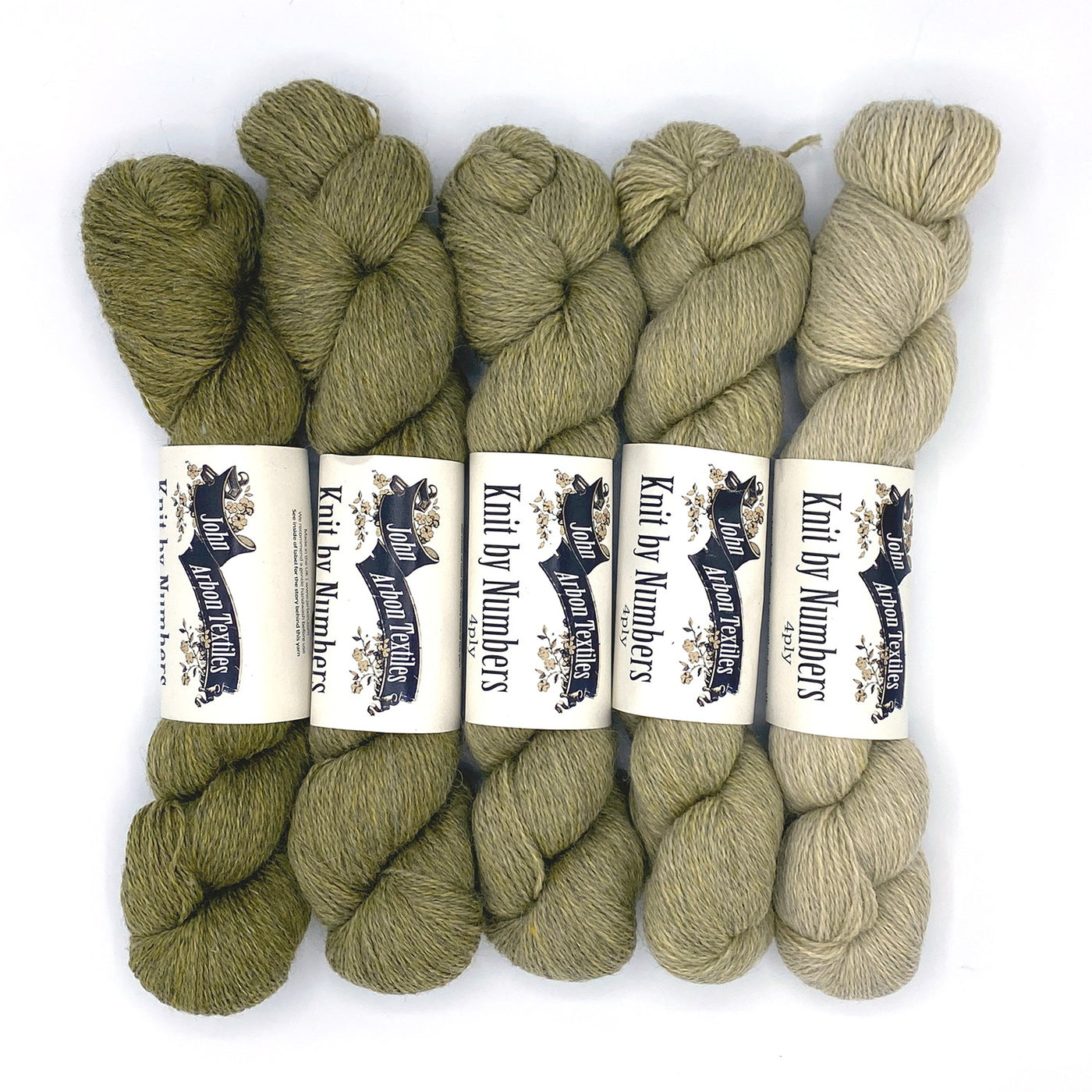 Knit by Numbers Gradient Kit 4ply Olive by John Arbon Textiles