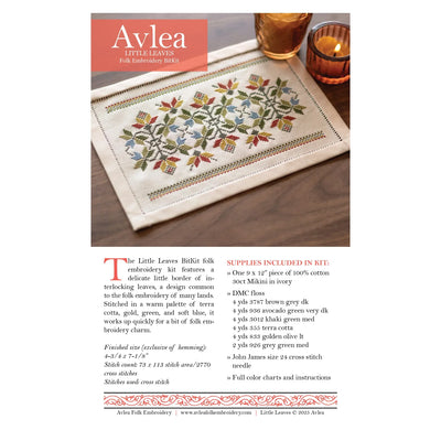 BitKit Little Leaves Cross Stitch - Avlea Folk Embroidery