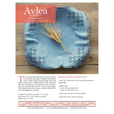 Luminita Cross Stitch Kit - Avlea Folk Embroidery