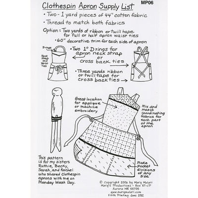 Clothespin Apron Pattern - Mary Mulari Designs