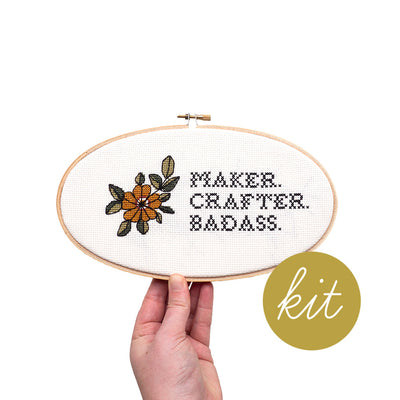 Maker, Crafter, Badass Cross Stitch Kit from Junebug and Darlin