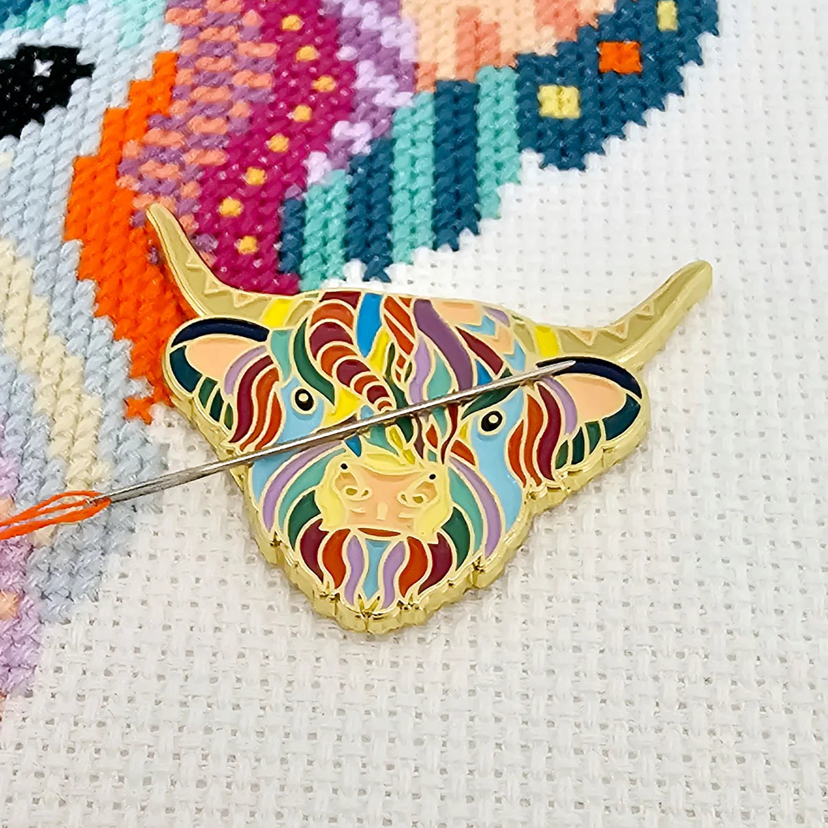 Mandala Highland Cow Needle Minder - Meloca Designs