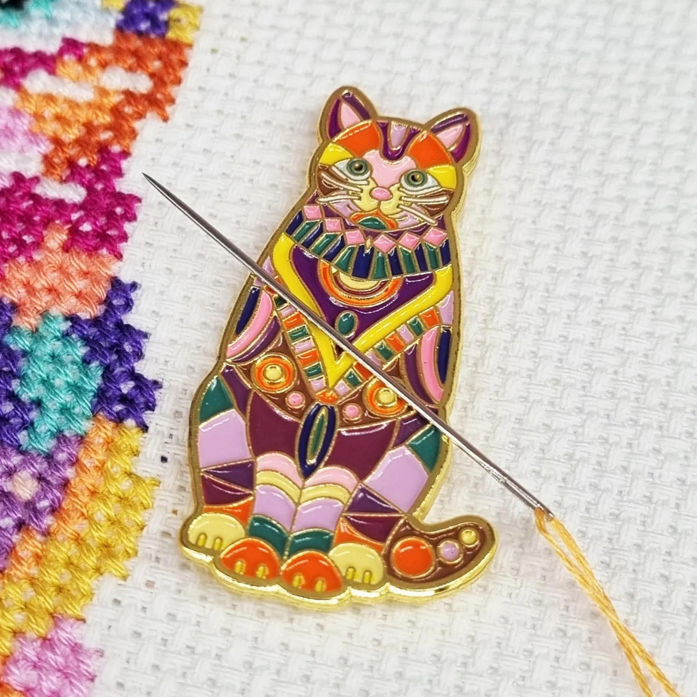 Mandala Cat Needle Minder - Meloca Designs