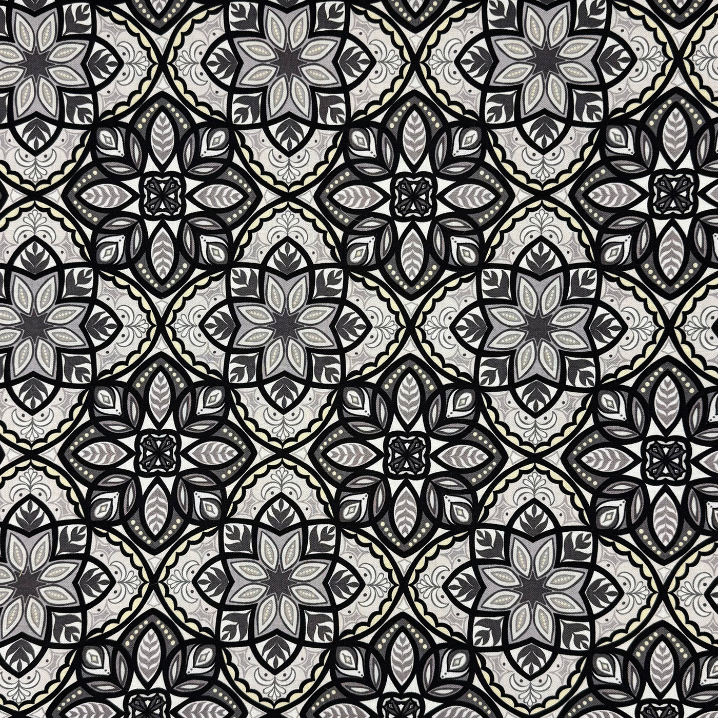 Vintage Val Mystic Tiles Black Cotton Canvas