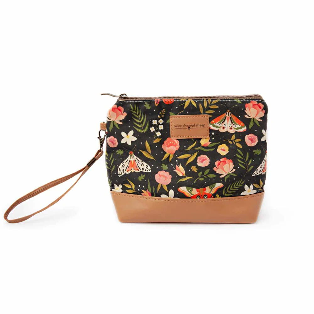 Mini Trini Bag - Small Zippered Sock Project Bag - Night Forest