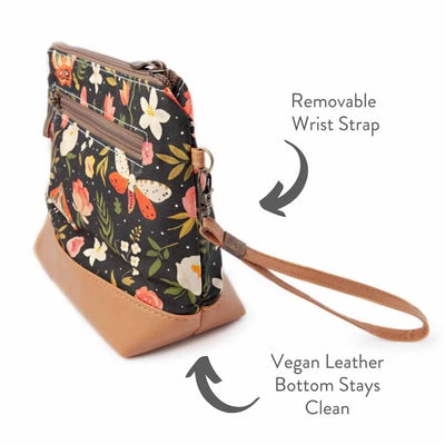 Mini Trini Bag - Small Zippered Sock Project Bag - Night Forest