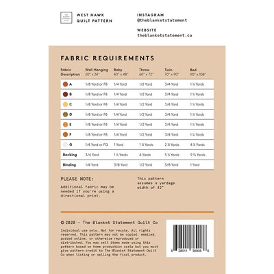 West Hawk by the Blanket Statement Quilt Co. - Quilt Pattern