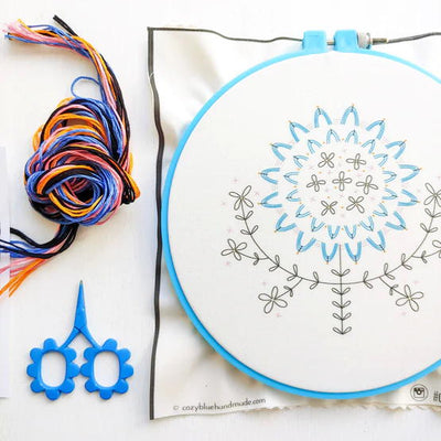 Folk Flower Embroidery Kit - CozyBlue Handmade