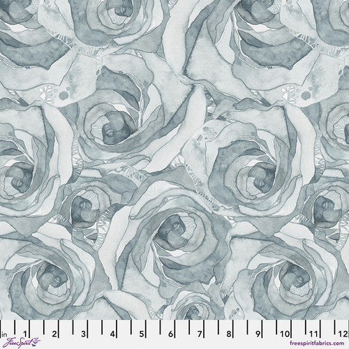 Brushstrokes Organic Roses Silver Blue PWSR081.SILVERBLUE