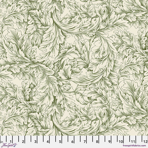 The Cotswold Holiday Collection Small Acanthus Scroll Green PWWM096.GREEN