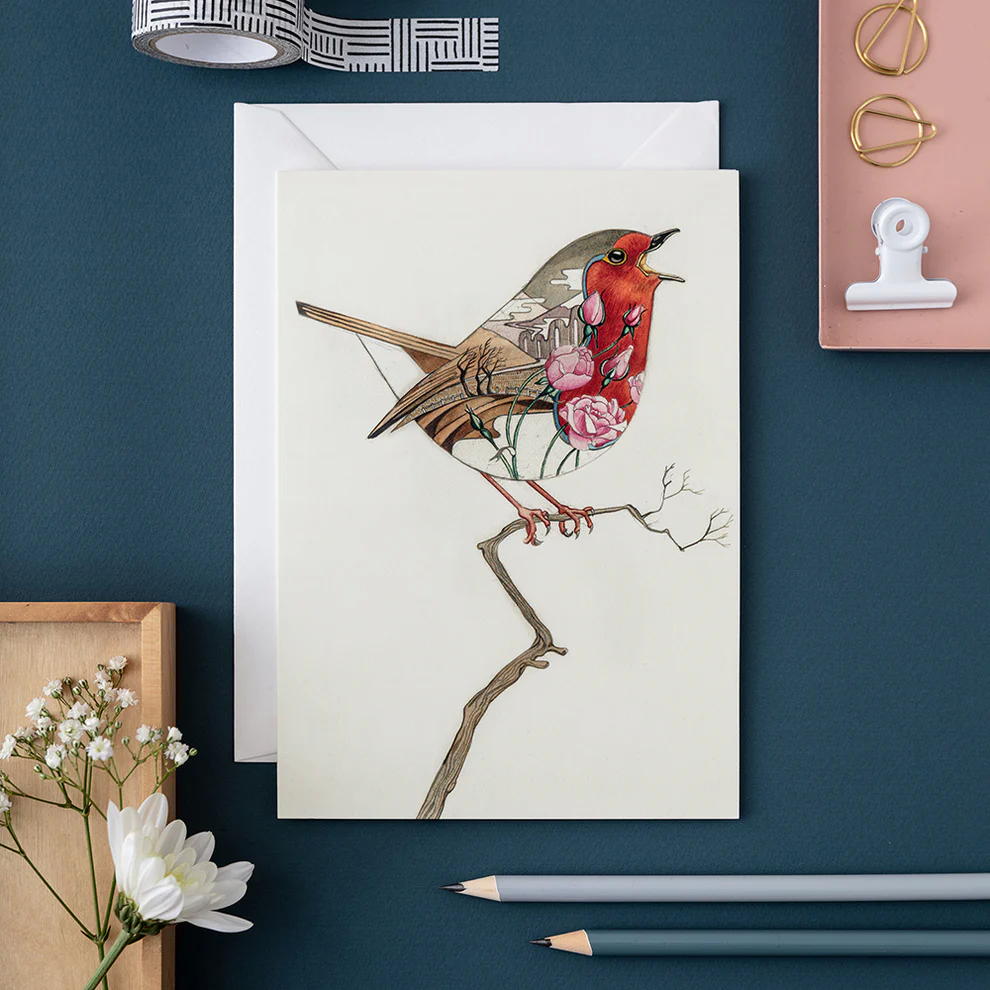 Robin Greeting Card by DM Collection