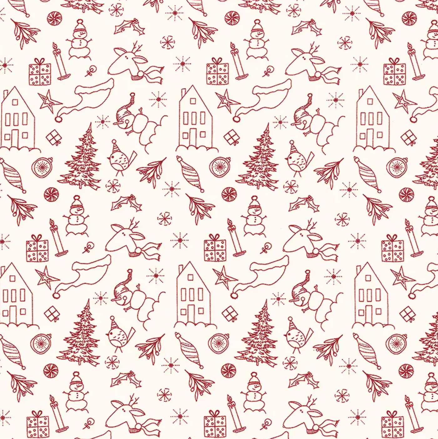 Christmas is in Town Doodles Cream C14742-CREAM