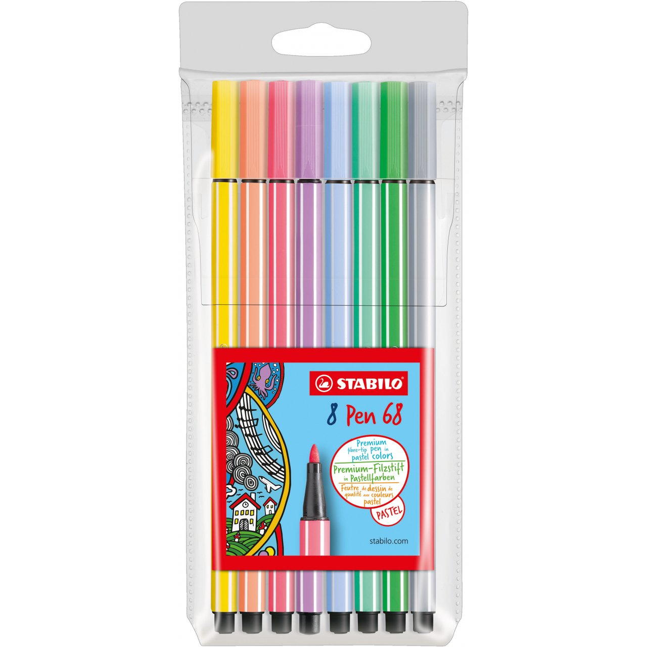 Stabilo Pen 68 Wallet Set of 8 Pastel