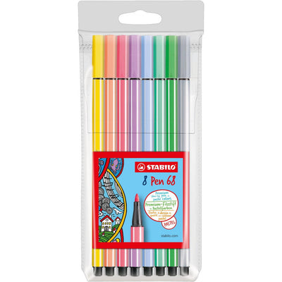 Stabilo Pen 68 Wallet Set of 8 Pastel