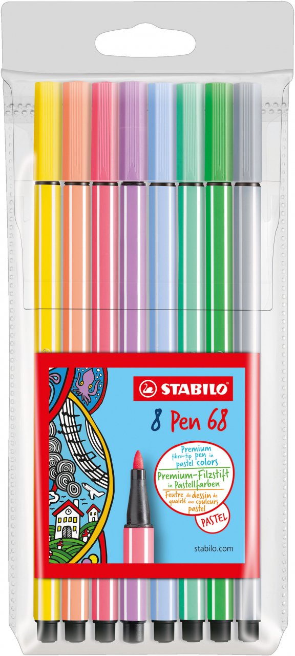 Stabilo Pen 68 Wallet Set of 8 Pastel