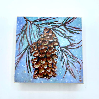 Pinecone 4" X 4" by Tall Girl Studio