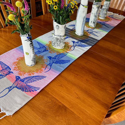 Swallows Hand Printed Table Runner - Valori Wells