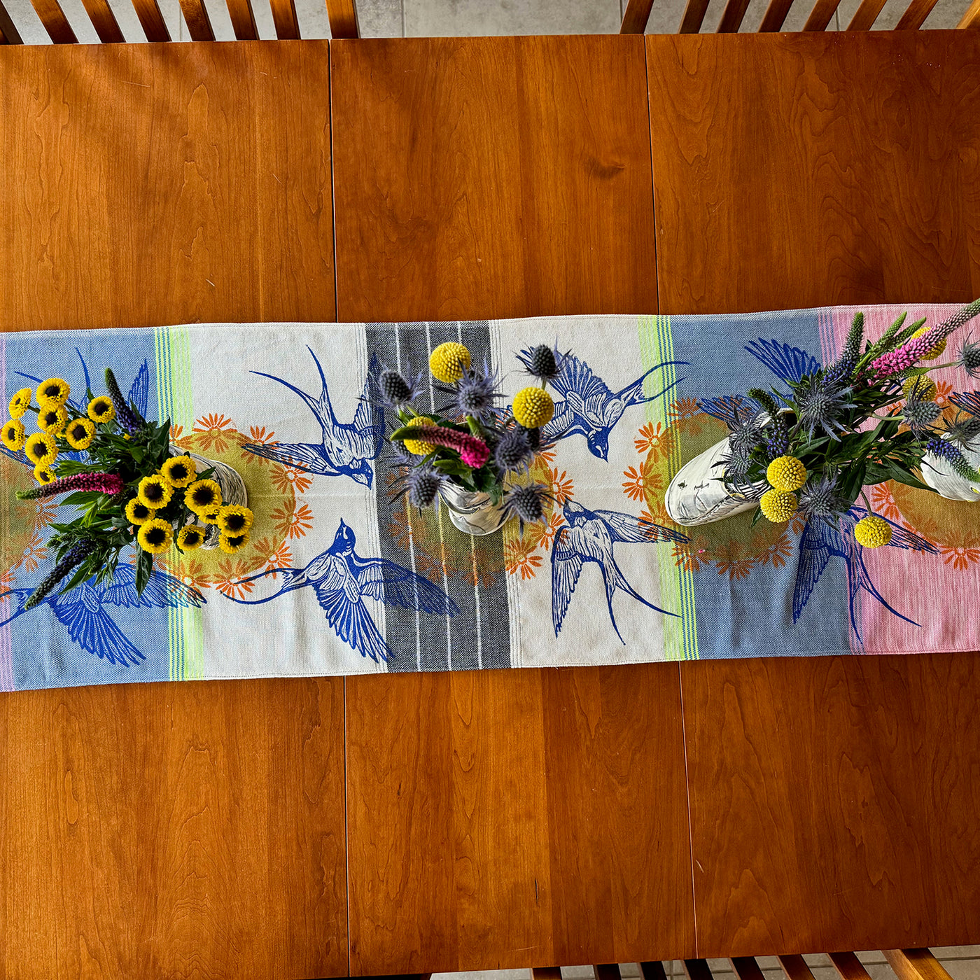 Swallows Hand Printed Table Runner - Valori Wells