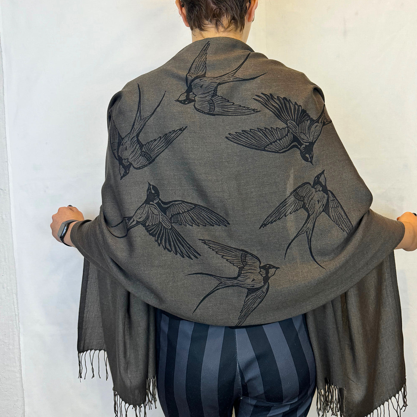 Swallow Hand Printed Shawl - Valori Wells